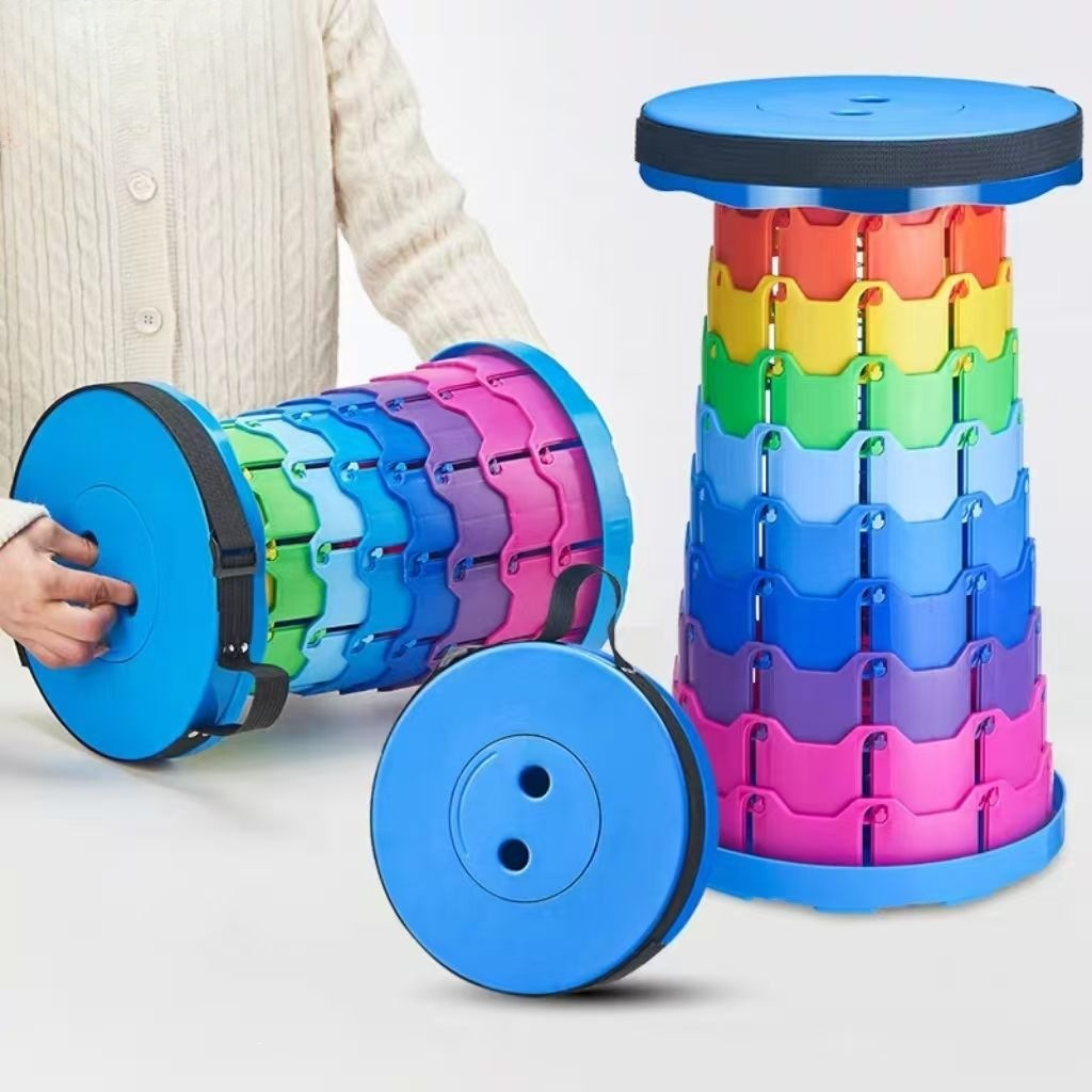 Gardening Tools - Sgabello da Campeggio Telescopico Arcobaleno, Pieghevole