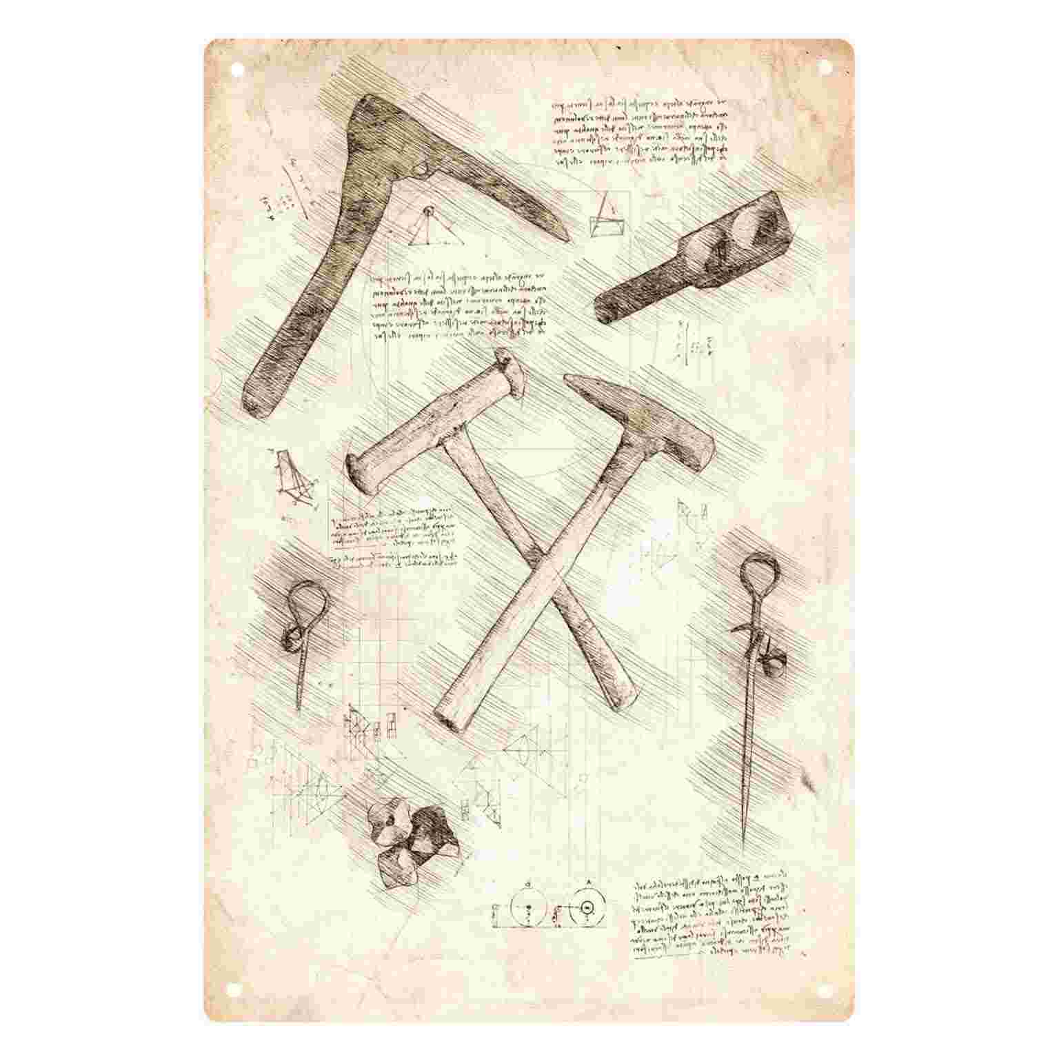 Gardening Tools Sketch - Insegna da Parete in Metallo 2D