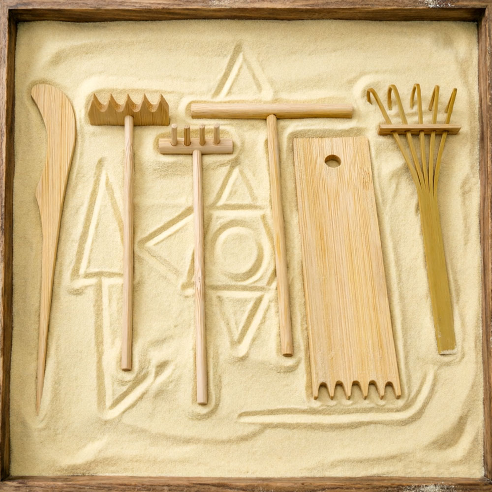 Gardening Tools Drawing - Set di 6 Rastrelli in Bambù