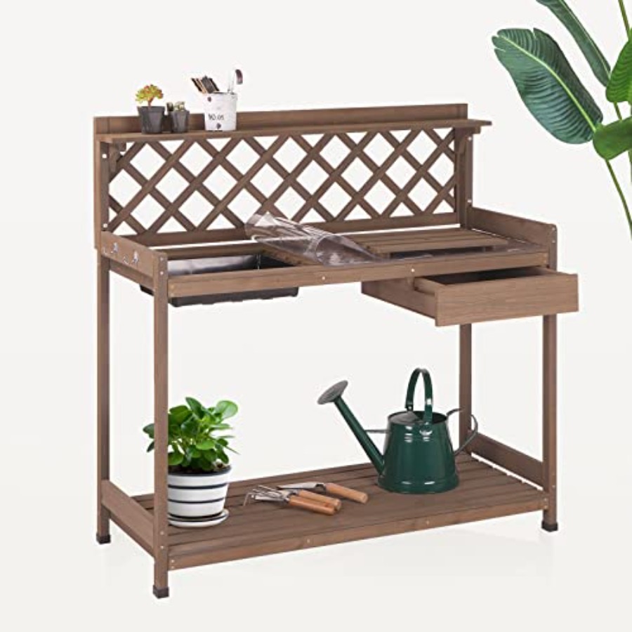 Gardening Tools Wooden - Banco da giardinaggio per esterni, realizzato