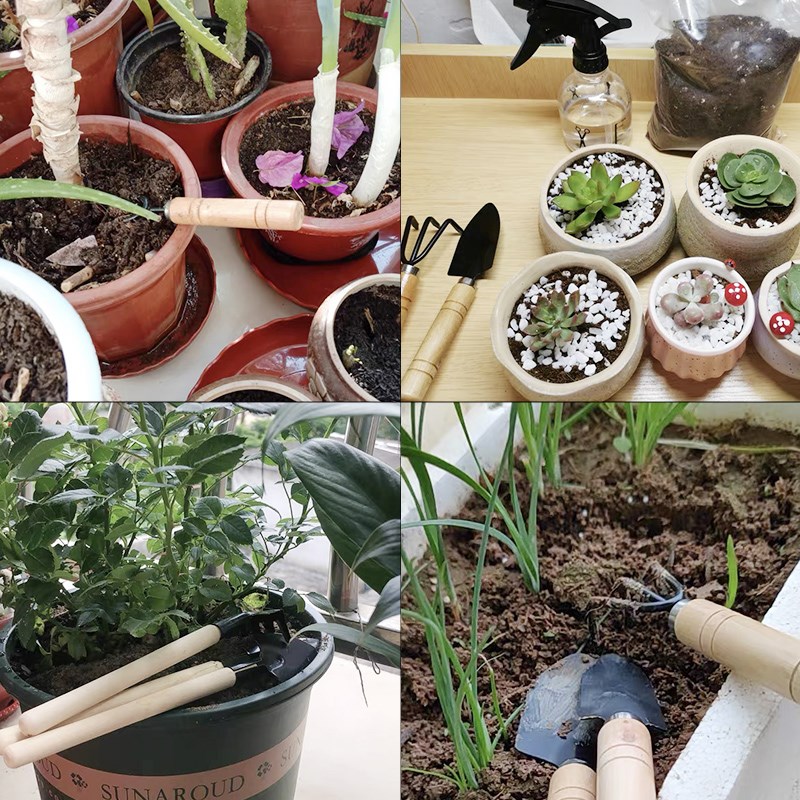 Set di 3 mini attrezzi da giar - Gardening Tools Wooden recensione e prezzo